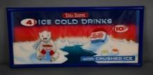 Pepsi-Cola "Ice Cold Drinks with Crushed Ice" Plastic Sign