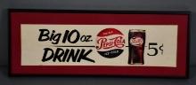 Drink Pepsi-Cola "Big 10oz. Drink" Paper Sign