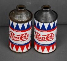 2-Genuine Pepsi-Cola Metal Cone Top Cans