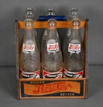 Pepsi:Cola Bigger-Better Wood Six-Pack Carrier w/Bottles