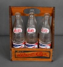 Buy Pepsi:Cola Wood Six-Pack Carrier w/Bottles