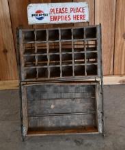 Pepsi w/Logo "Please Place Empties Here" Metal Sign & Wire Rack