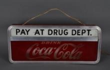 Drink Coca-Cola "Pay at Drug Dept." Lighted Sign