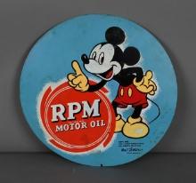 RPM Motor Oil w/Mickey Mouse Logo Metal Sign (TAC)