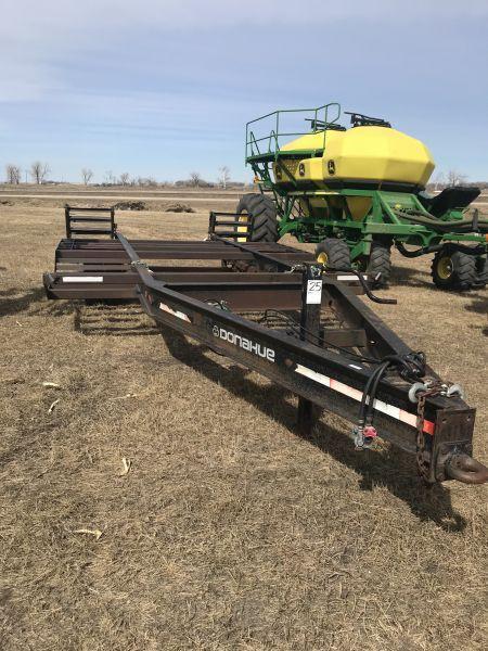 Large nice Donahue tandem axle sprayer/combine trailer w/ pintle hitch & flip ramps, well maintained