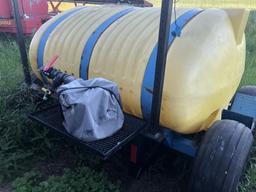 Tank w/ pump on 2 axle trailer