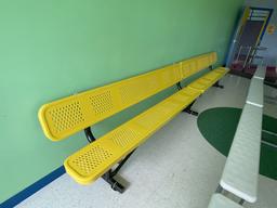 (2) yellow steel benches with backs