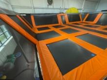 small trampoline system or dodgeball court with netting