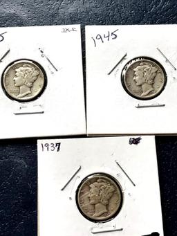 3 Mercury dimes