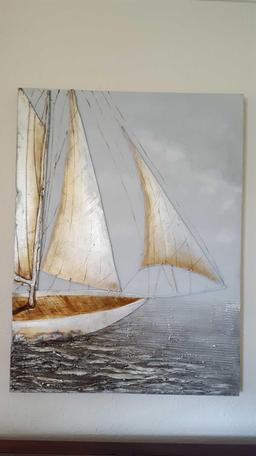 Sailboat artwork and Lantern