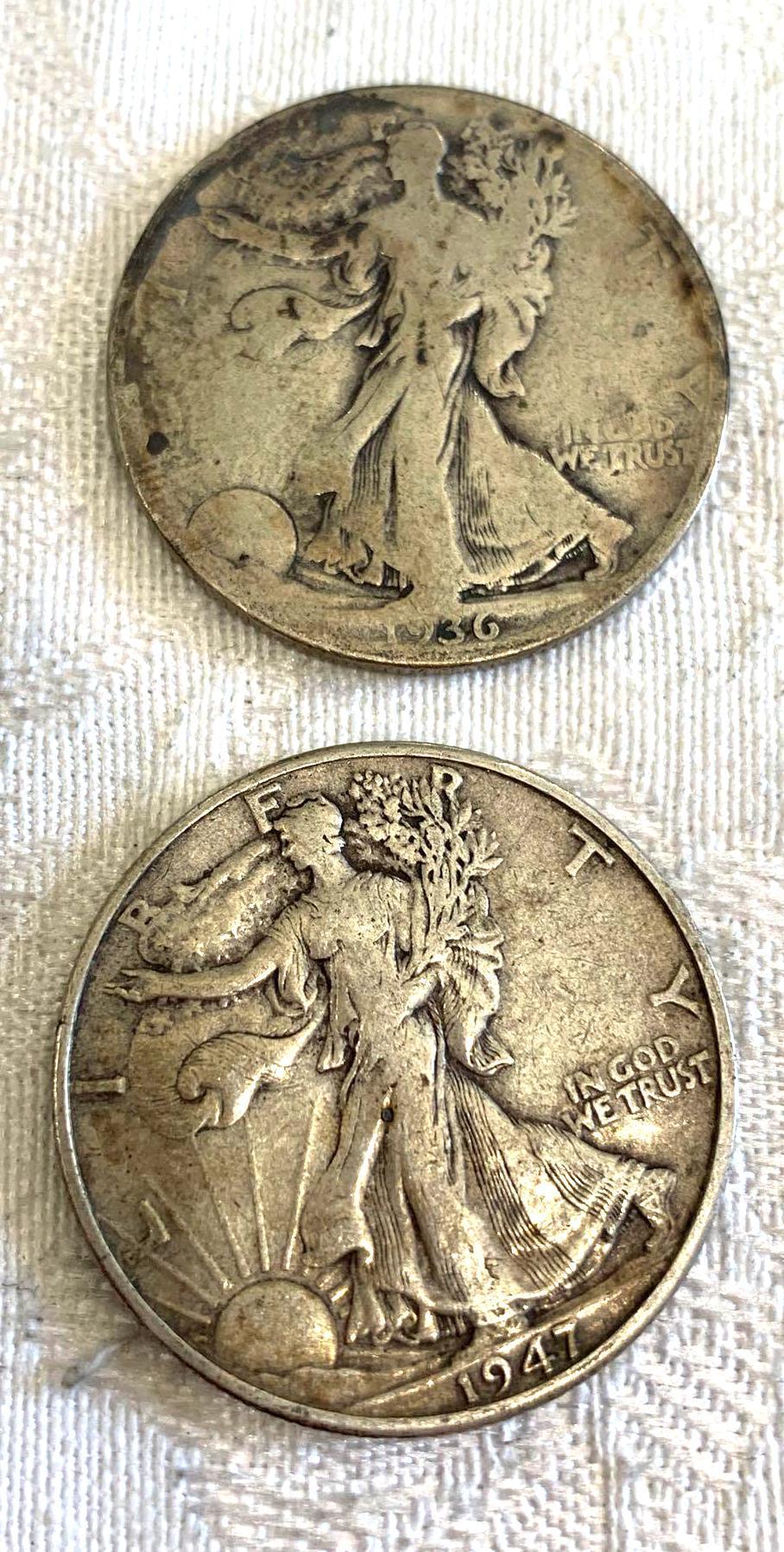 6 Walking liberty half dollars