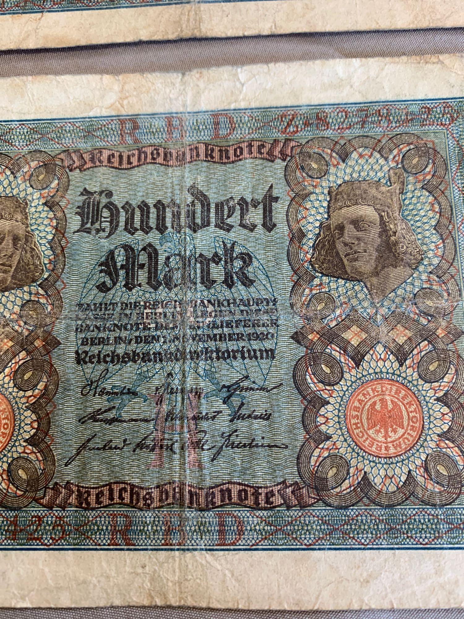 German reach Currency billS 100 mark