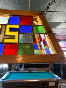 Mylers pool table Stain glass light