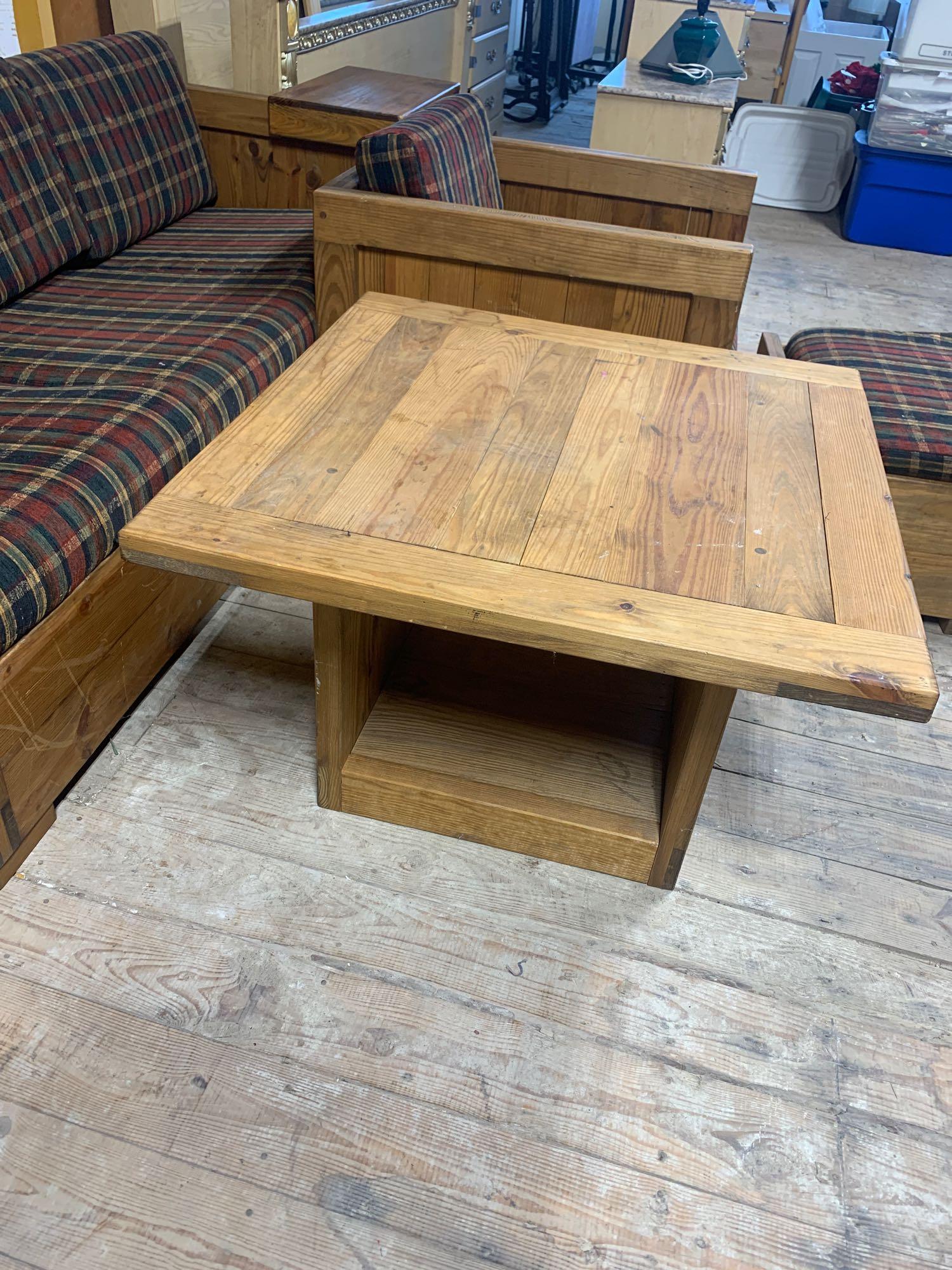 Wooden sofa chair with stool coffee table