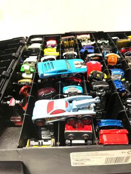 B-1 Hot wheels carrying case filled with hot wheels cars