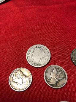 Buffalo Nickels and Silver Mercury dimes 1906 V nickel