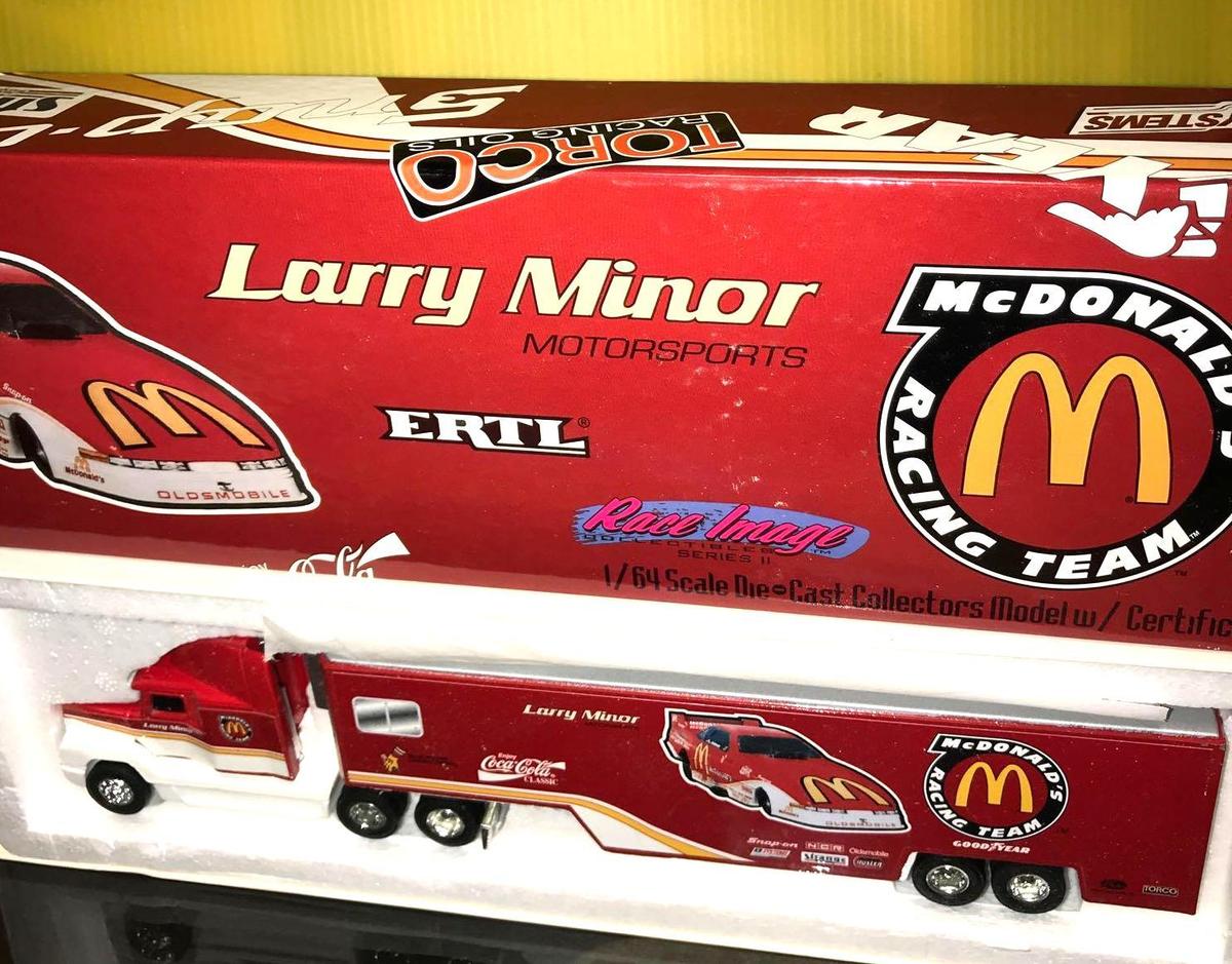 Ertl race image Larry Minor Motorsports McDonalds 1:64 scale die cast tractor trailer