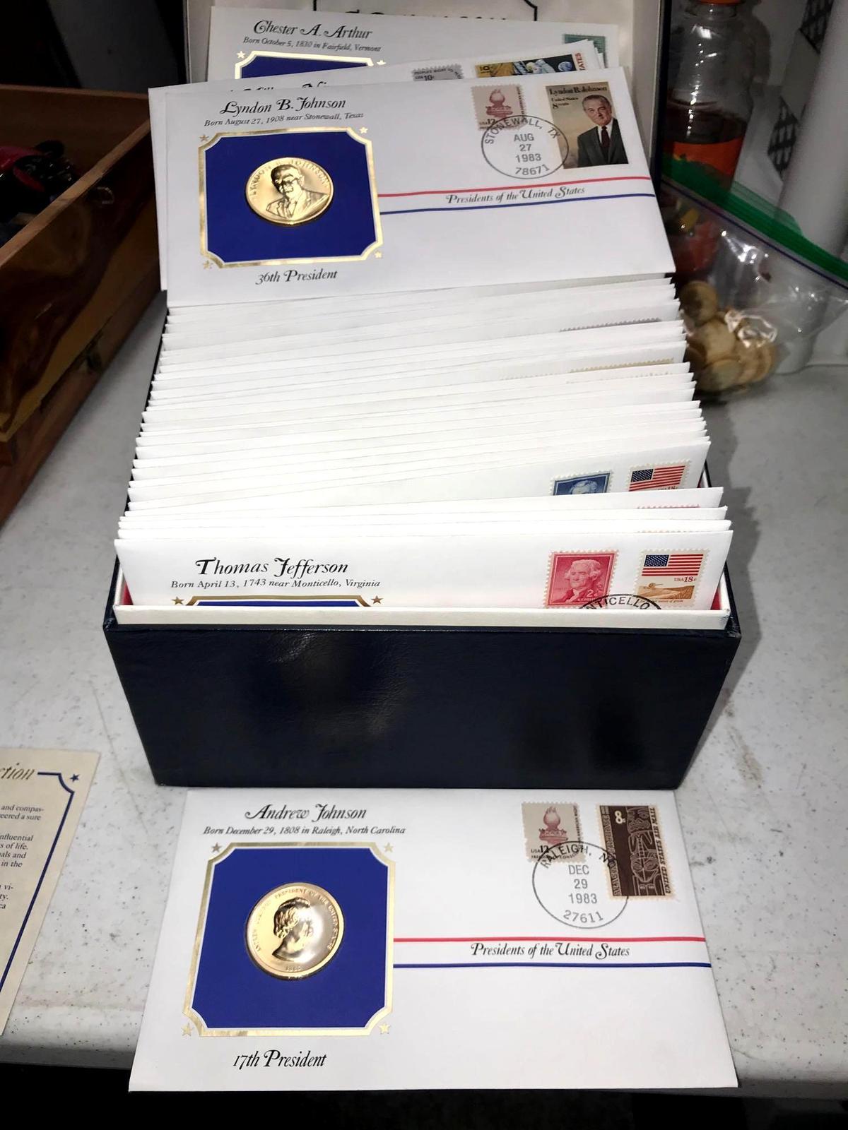 The Presidential Medals cover collection 24kt gold with historic stamps