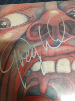 King Crimson album signed by Greg Lake and Robert Frippand Defjamback clear vinyl album limited