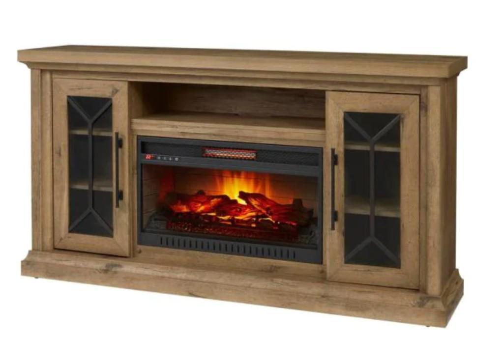Home decorators Madison 68 inch media console infrared electric fireplace in dark chocolate finish
