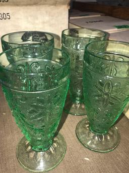 Tiara sandwich glassware Green glasses