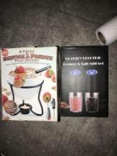 gravity electric pepper & salt mill set/ 8- piece service a fondue desserts