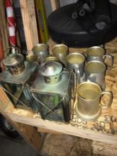 2- candle holders/ 7- metal cups