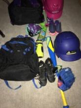 Little girl / boy baseball outfits Helmets/mitts/shoes/bats/carrying bags