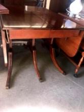 Drop leaf table with covers/ leafs chairs