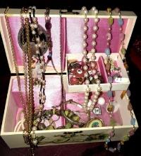 Jewelry box with costume jewelry ballerina spins and plays music