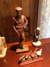 Austin Metal 16 in statue- golf club development-clown figurine