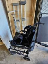 Crutches and wheelchair.
