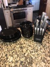 8- plates/4- bowls Farberware knife set