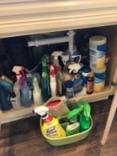 lots of cleaning supplies
