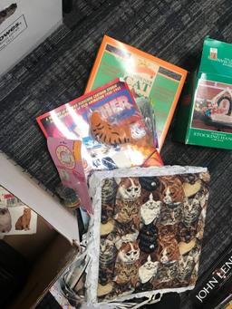 Box of assorted cat stuff notebooks- stickers
