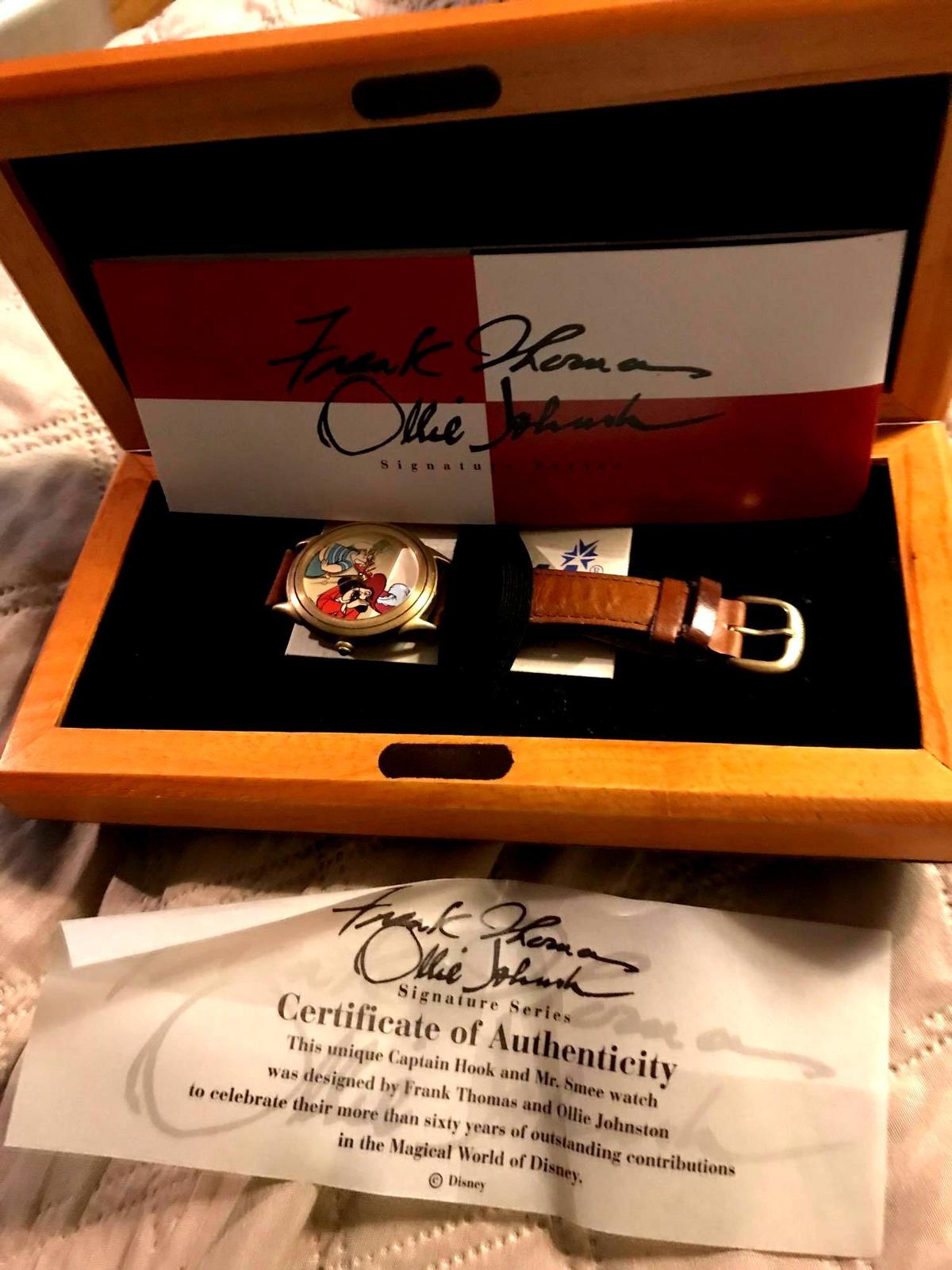 Frank Thomas & Ollie Johnston signature series Captain Hook and Mr. Smee watch with certificate of