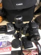 Canon EOS Rebel T5 1200D 18.55mm camera with accessories/case