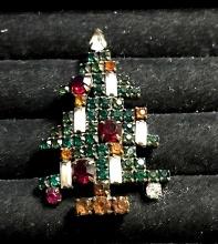 vintage signed Weiss brooch Christmas tree