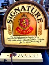 lighted stroh signature, beer sign