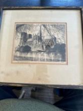 Notre Dame de Paris founded 1163 A.D. etching