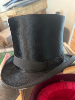 leather hat box with top hat