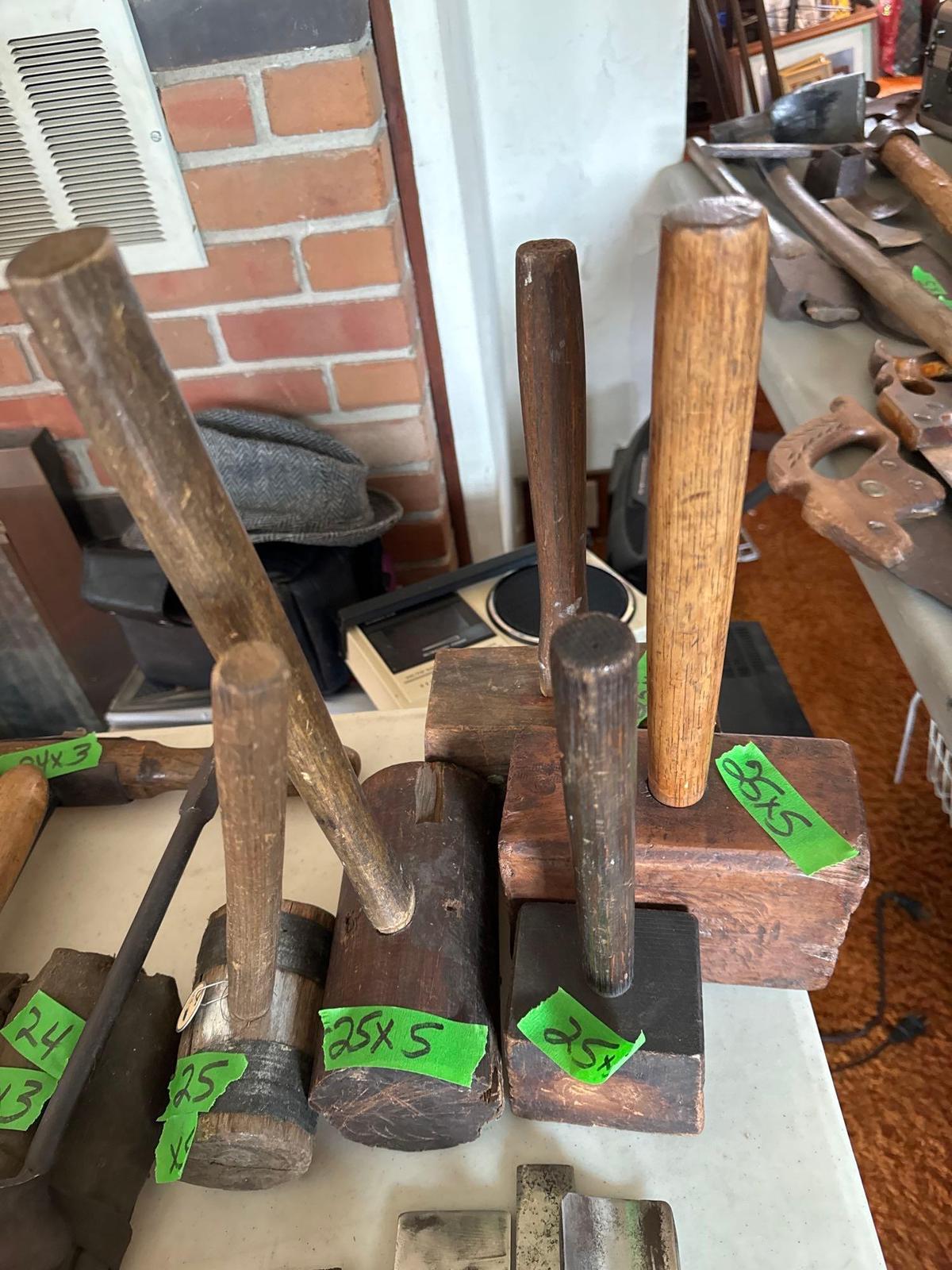 5- vintage wooden mallets