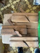 3- vintage P.B.Perkins side beam molding wood planes