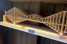 Cantilever Bridge match stick model in basement