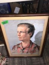 Framed portrait oil painting signed 18 in x 23 in