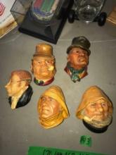 5- Bossons chalkware head figures