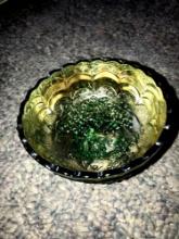 Carnival grape leaf glass bowl