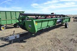 JD 930 Wheat Head, 30 ft., snH00930P63552, on Single Axle Header Trailer