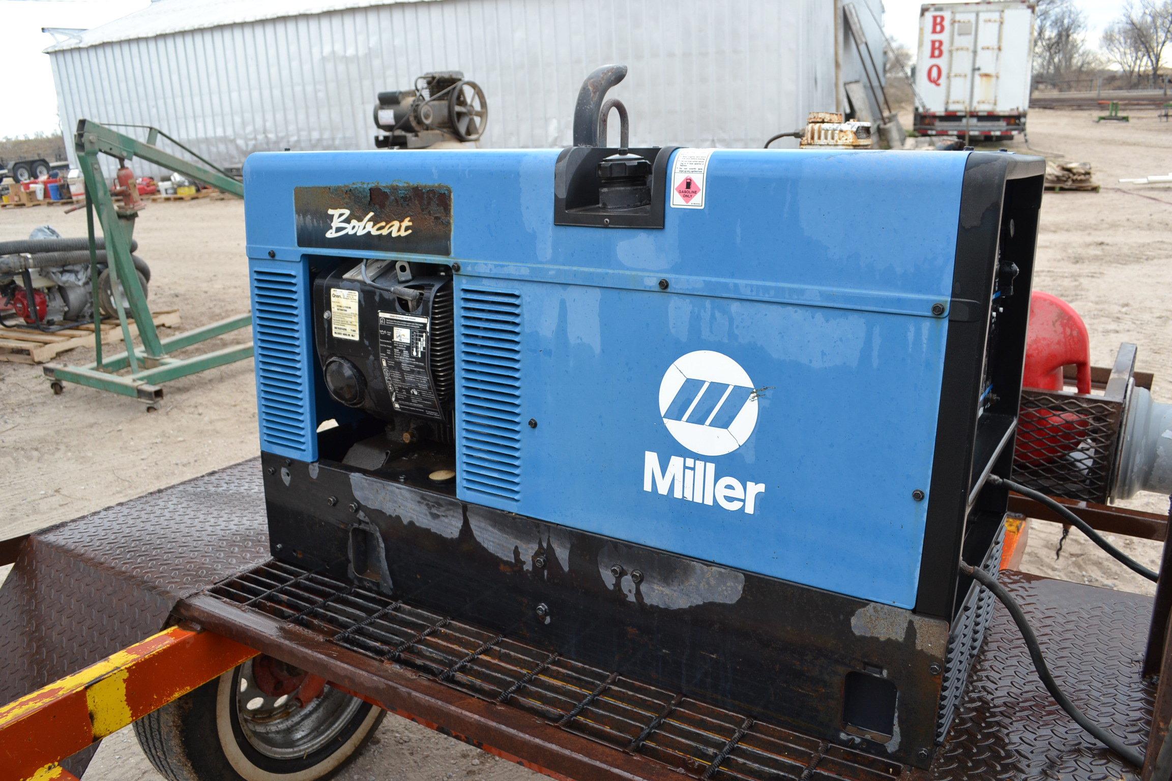 Miller Bobcat 225 NT Welder on Trailer, 8000 Watt, 475 hrs.