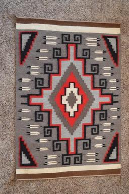 28.5 x 43 Ganado Navajo Rug by Nellie Joe Begay